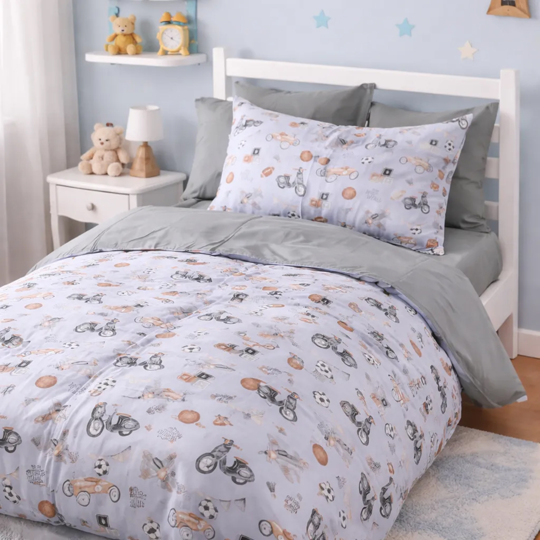 Комплект постельного белья детский MirSon Сатин Kids Time 22-1417 Retro Boys World 110х140 (2200011186177)